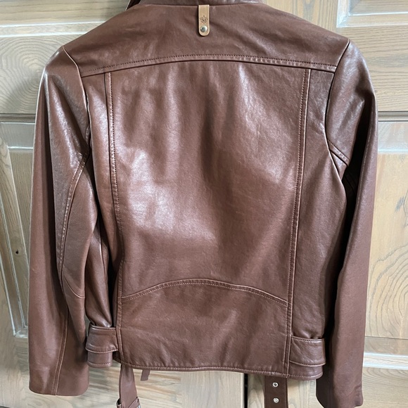 Brown Mackage Leather Moto Jacket EUC - Picture 4 of 5